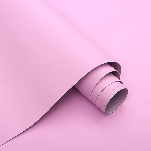 15.7"x197" Pink Peel and Stick Wallpaper Self Adhesive Lavender Contact Paper for Cabinets Wallpaper for Girls Bedroom Wallcovering Furniture Countertop Vinyl Roll by Micpolo