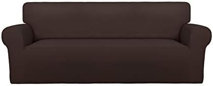 PureFit Stretch Oversized Couch Covers Fleece Sofa Slipcovers Chocolate by PureFit