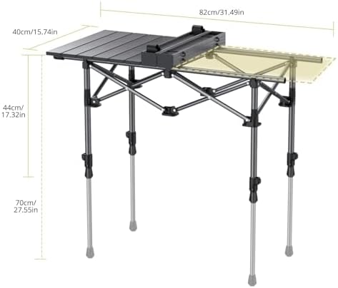 Anbte 3ft Aluminum Roll Top Folding Camping Table, Portable, 32”X16”, Black - Image 3