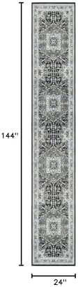 Madane Washable Runner Rugs 2x12 for Hallway Kitchen Grey Green/Black Olive - Image 2