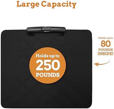 Inspired Living Collapsible Ultra-Slim Pack-N-Roll,2 Wheel Utility Cart w/Lid used as Seat up to 250 Lbs, Telescopic Handle - Super Strong, for Home, Garden, Shopping, Office, School use, Large, Black - Image 3