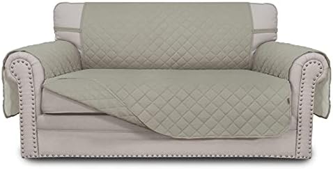 Easy-Going Reversible Loveseat Couch Cover for 2 Cushion Couch Sofa Cover for Dogs Water Resistant Furniture Protector with Foam Sticks Elastic Straps for Pet (Loveseat, Beige/Beige) by Easy-Going
