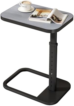 Kitstorack Adjustable Height C-Shaped End Table, 9-Level Side Table with Thickened Metal Rounded Edge, Couch Table Slides Under Sofa or Bed, Eating, Working, TV Tray Table for Small Spaces, Dark Gray by Kitstorack