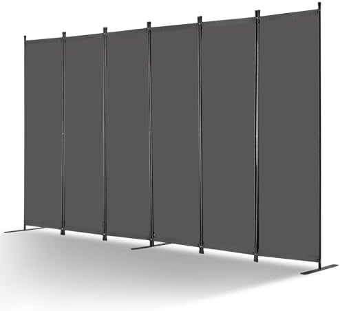 VEVOR Room Divider, 6 Panel Room Divider, Folding Privacy Screen and Portable Partition Divider for Room Separation, Freestanding Room Partitions for Office, Bedroom, Study, Grey by VEVOR