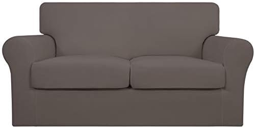 Easy-Going 3 Pieces Stretch Soft Couch Cover for Dogs - Washable Sofa Slipcover for 2 Separate Cushion Couch - Elastic Furniture Protector for Pets, Kids (Loveseat, Taupe, Medium) by Easy-Going