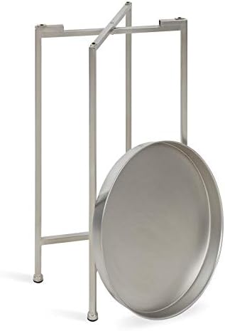 Kate and Laurel Celia Round Metal Foldable Accent Table with Tray Top, 14" x 14" x 25.75", Silver - Image 6