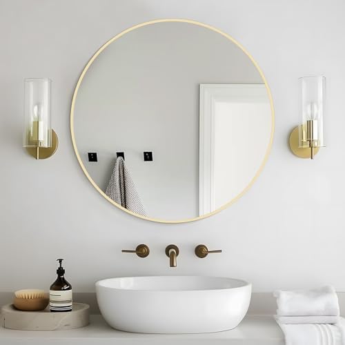 WallBeyond 24 inch Round Mirror Gold Circle Wall Mirror for Bathroom with Metal Framed, Round Wall Mirror for Wall Decor, Vanity, Entryway Living Room - Image 2