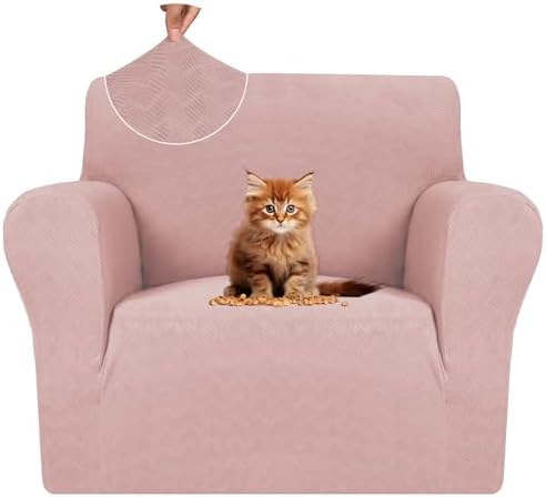 MAXIJIN Chair Covers for Living Room 1 Piece Stretch Sofa Chair Slipcovers with Arms (31"-46") Furniture Protector for Dog Pet Couch Armchair Cover (Chair, Diamond Pattern Dusty Pink) by MAXIJIN
