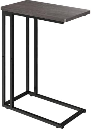 Yusong C Shaped End Table - Slide Under Sofa Couch Bed, Small Table for Small Spaces, Skinny Overbed, Coffee Drink Snack Table for Living Room, Grey Oak by Yusong