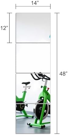 Glass Full Length Mirror Tiles, 14" x 12" x 4PCS Home Gym Mirror for Wall - Image 3