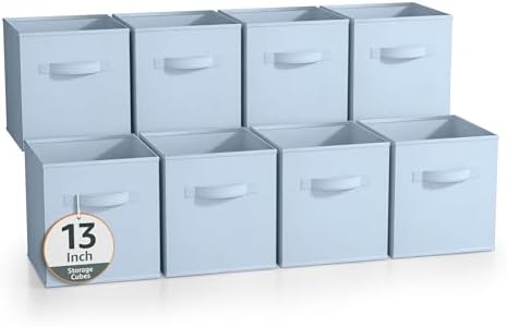 Sorbus Fabric Storage Cubes, 8 Pack, with Handles (13 Inch, Pastel Blue) by Sorbus