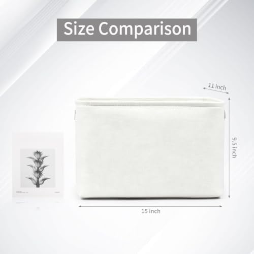 Bagnizer Storage Bins Large Fabric Storage Baskets for Shelves 3 Pack, Decorative Linen Closet Baskets with Handles for Organizing, Shelf, Clothes, Home, Office, 15x11x9.5Inches (White) - Image 3