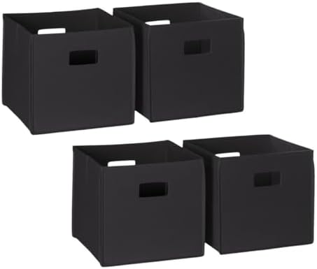 RiverRidge Folding Storage Bins - 4-pack of 10in Tall Black Cubes by RiverRidgeHome
