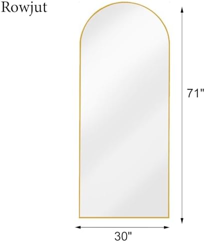 Rowjut Large 71"x30" Arched Full Length Mirror, Gold Mirrors Full Length Floor Mirror Standing for Bedroom, Living Room, Wall Mounted & Full Body Mirror Hanging or Leaning(Gold) - Image 3
