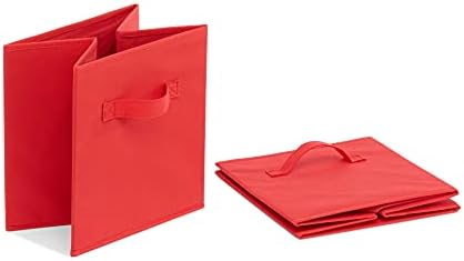 Amazon Basics Cube Organizer Storage Bins Handles, Collapsible Fabric, 10.5"x10.5"x11", Red (Pack of 30) - Image 4