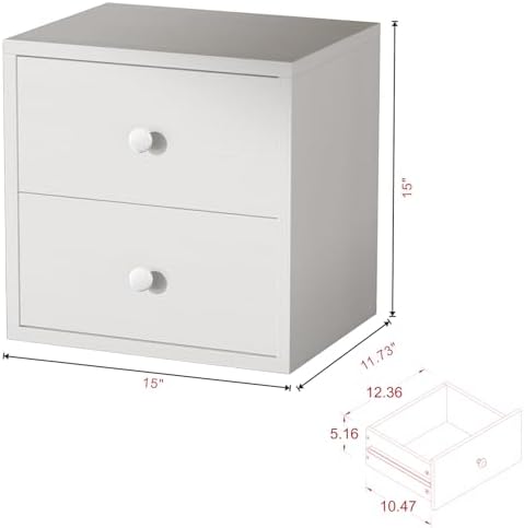 FUSUNBAO Magic DIY Cube Storage Organizer Stackable Cubes for Home Books Clothes Toy-Modular Cubby Storage System-Office Cubical-Bookcase Closet (Pure White-Washed, Drawer Cube) - Image 3