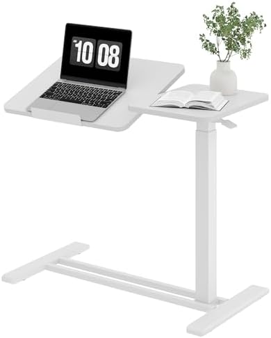 SANODESK 32''Overbed Table Gas Spring Lifting with Wheels&Tilting Desktop by sanodesk