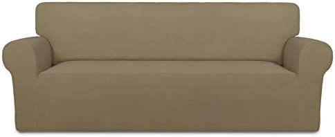 PureFit Stretch Oversized Couch Covers Fleece Sofa Slipcovers Tan by PureFit
