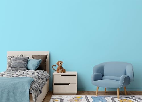 Blue Peel and Stick Wallpaper - Light Blue for Bedroom and Bathroom - Removable Vinyl Matte 15.7"x394" - Image 2