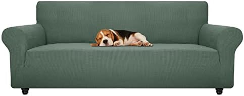 ZNSAYOTX Stretch Oversized Couch Cover Universal Sofa Covers for Living Room Dogs Pet Furniture Protector Spandex Extra Large Sofa Slipcovers with Anti Slip Foam Sticks (Pea Green, XL Sofa) by ZNSAYOTX
