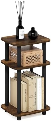 Furinno JUST 3-Tier Telephone Table, Turn-N-Tube Toolless Side Table with Open Shelf, Round Curve Corner Night Stand, Bedside Table, for Living Room, Bedroom, Amber Pine - Image 6
