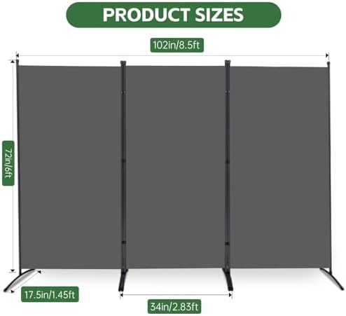 3 Panel Folding Room Divider, Sturdy Frame Freestanding Wall Divider - Image 5