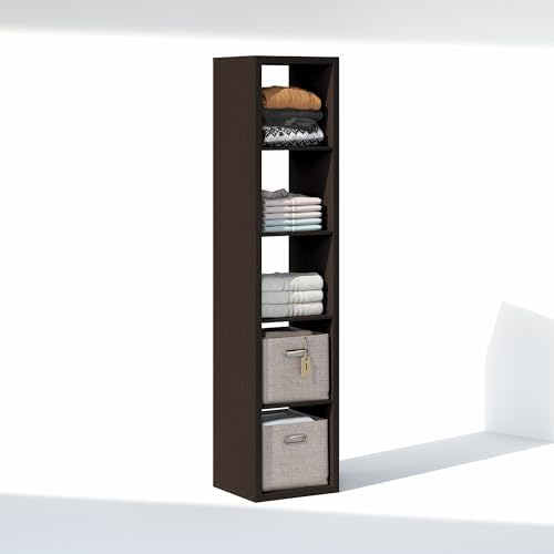 Furinno Cubic Extra Thick 5-Cube Closet Organizers and Storage, Dark Oak - Image 5