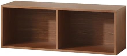 IOTXY DIY Modular Cubby Bookcase - Stackable 2-Cube Open Bookshelf, Walnut by IOTXY