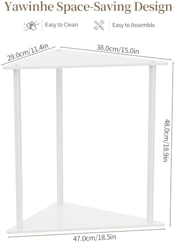 Yawinhe Triangle Metal End Table,2-Tier Small Corner Table,White,1 Pack - Image 3