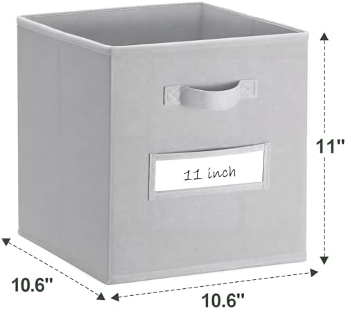 Storage Bins,11" Cube Storage Bin with Labels,10pcs,Light Grey - Image 3