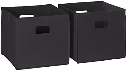 RiverRidge Folding Storage Bins - 2-pack of 10in Tall Black Cubes by RiverRidgeHome