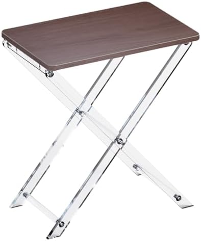 Folding TV Tray Table with Wooden Top, Acrylic Folding TV Tray Table Deep Walnut Foldable Small Desk Space-Saving Side Table for Living Room, Bedroom, Kitchen, Snack & Serving Table, Easy Assembly - Image 6