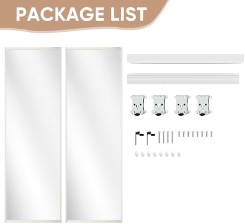 BARNSMITH 48 x 80 Inches Mirrored Closet Door, One Side Mirror with Top & Bottom Track Kits, 2-Panels Steel Frame Sliding Mirror Closet Door, Easy to Install - Image 2