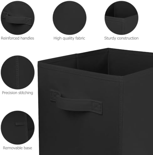 3 Pcs Storage Cubes, 10.5 Inch Collapsible Storage Bins, Fabric Foldable Bins for Organization, Durable Storage Bins for Closet, Shelves, Offices (Black) - Image 2