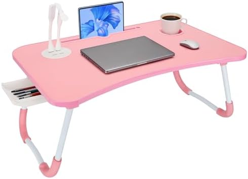 Laptop Bed Desk, Lap Desk, Laptop Table with USB Charge Port, Desktop Card, Cup Holder, Foldable Bed Tray Table for Couch Sofa Chair Floor Eating Working by CSYY