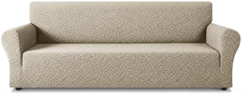 ZNSAYOTX 1 Piece Stretch Oversized Sofa Covers (91"-112"), New Plaid Couch Cover with Non-Slip Buckle for Dog Pets, Ultimate Soft Cozy Washable X-Large Sofa Slipcover Form Fit Protector, Khaki by ZNSAYOTX
