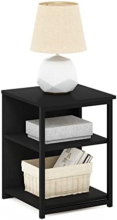 Furinno Camnus Modern Living End Sofa Side Table/Nightstand with Metal Frame Support, Americano/Black by Furinno-FitsYourSpaceFitsYourBudget