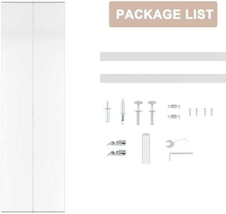 JUBEST Bi Fold Mirror Closet Door with White Steel Frame, Bifolding Mirrored Doors for 24in. x 81in. Door Opening, Hardwares Include, Easy to Install - Image 6