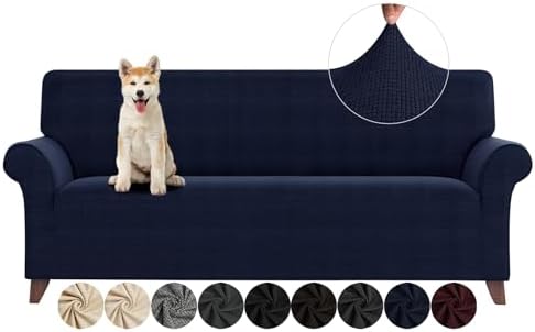 ZNSAYOTX Couch Covers for 3 Cushion Couch High Stretchy Spandex Pet Friendly Sofa Slipcover 1 Piece Non Slip Couch Covers Large Furniture Protector (Navy Blue, Sofa) by ZNSAYOTX