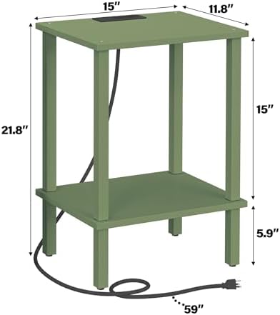 TUTOTAK End Table with Charging Station, Side Table, Nightstand - Image 3