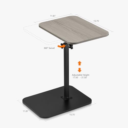 ZEAPTAC C-Shaped Side Table, 360° Swivel Height Adjustable, Lightweight Portable TV Tray Snack End Table for Couch Sofa Bed Small Spaces-Black Wood - Image 3