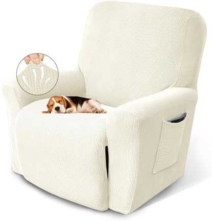 KEKUOU Recliner Chair Covers, 1-Piece Lazy Boy Recliner Covers, Beige by KEKUOU