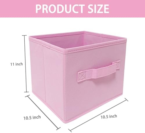 EBIGIC Storage bins collapsible storage bins,cube storage organizer （Pack of 3） 10.5 * 10.5 * 11 inch,For home and office Collapsible Closet Shelf Organizers, Drawer Organizers(Pink) - Image 2