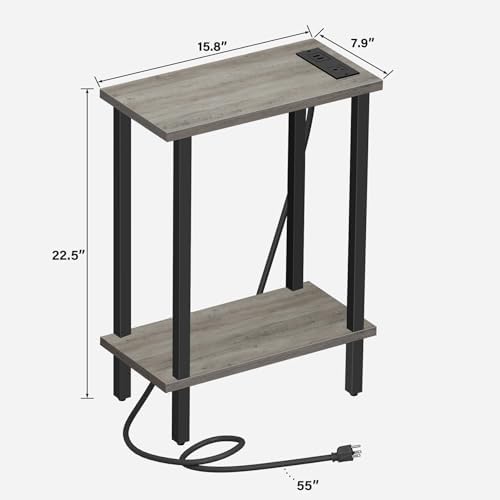 TUTOTAK Narrow Side Table Set of 2, Small End Table with Charging Station - Image 3