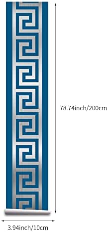 funlife Greece Pattern Peel and Stick Wall Border Stickers, Self Adhesive Skirting Wall Waist Line Decal for Bathroom Wall Vanity Mirror, 78.74"X3.93" Brushed Blue 2 Rolls - Image 3