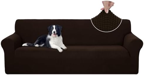 U-NICE HOME 4 Seater Stretch Couch Cover for 3 Cushion Sofa, Chocolate by U-NICEHOME