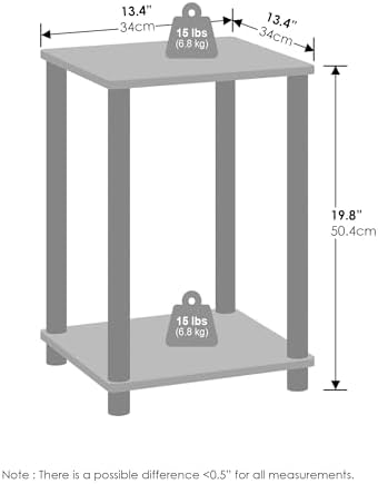 Furinno Turn-N-Tube Toolless 2-Tier Open Shelf Night Stand, White - Image 3