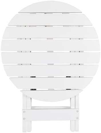 Shine Company Indoor/Outdoor Adirondack Round Folding Acacia Wooden Side Table, Oak - Image 4