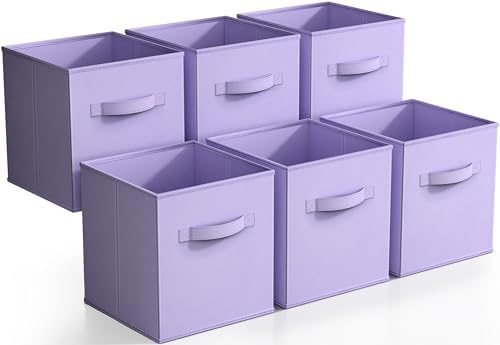 Sorbus Fabric Storage Cubes, 6-Pack Foldable Bins (11 Inch, Pastel Purple) by Sorbus
