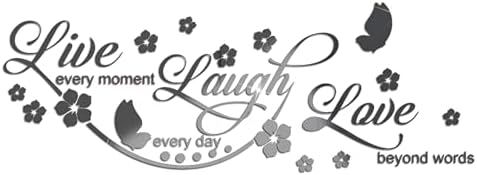 Live Laugh Love Mirror Decal, Inspirational Wall Stencils Peel and Stick Quotes, Decorative Wall Stickers Decor Living Room, Motivational Sayings Words for Bedroom Home Wall Art, Black by Unknown